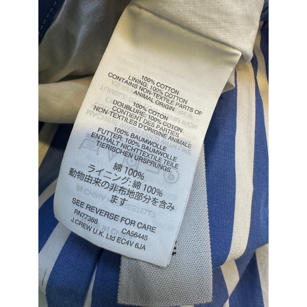 J. Crew Striped Midi Skirt Blue White Button Size 8 Preppy Coastal Brunch Summer - Picture 9 of 14
